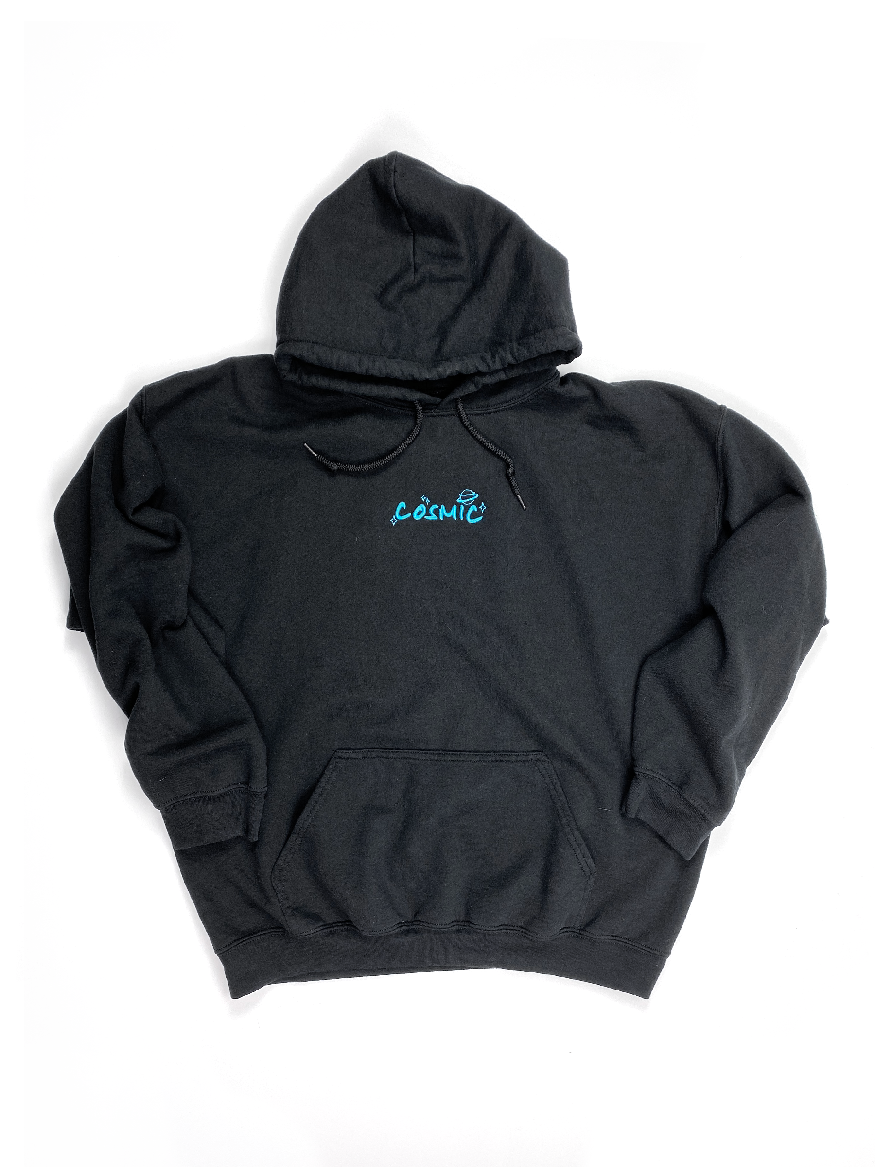 COSMIC EMBROIDERED BLACK HOODED SWEATSHIRT