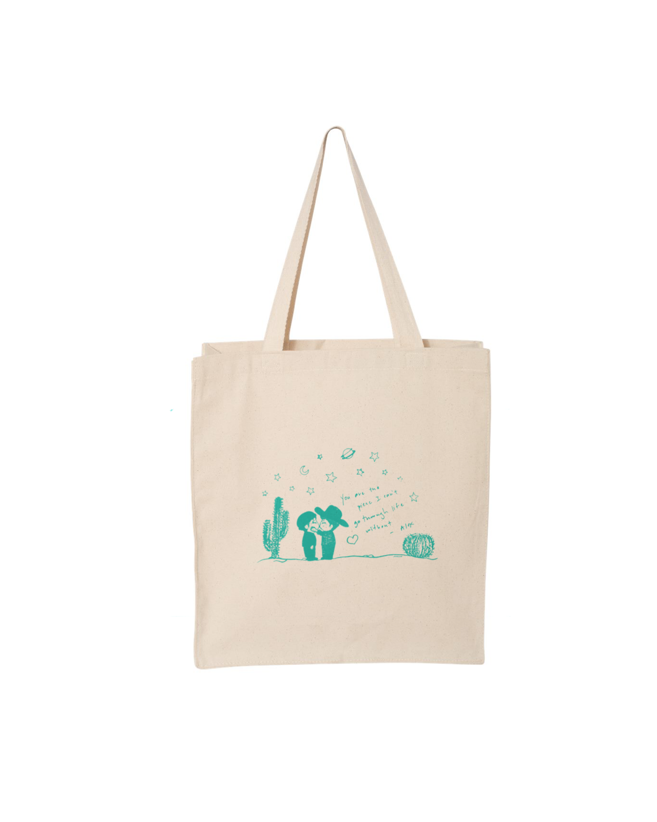 CACTI CAPER TOTE SAND TEAL PRINT