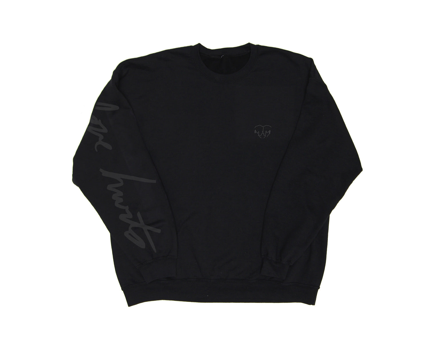 LOVE HURTS CREWNECK SWEATSHIRT BLACK ON BLACK