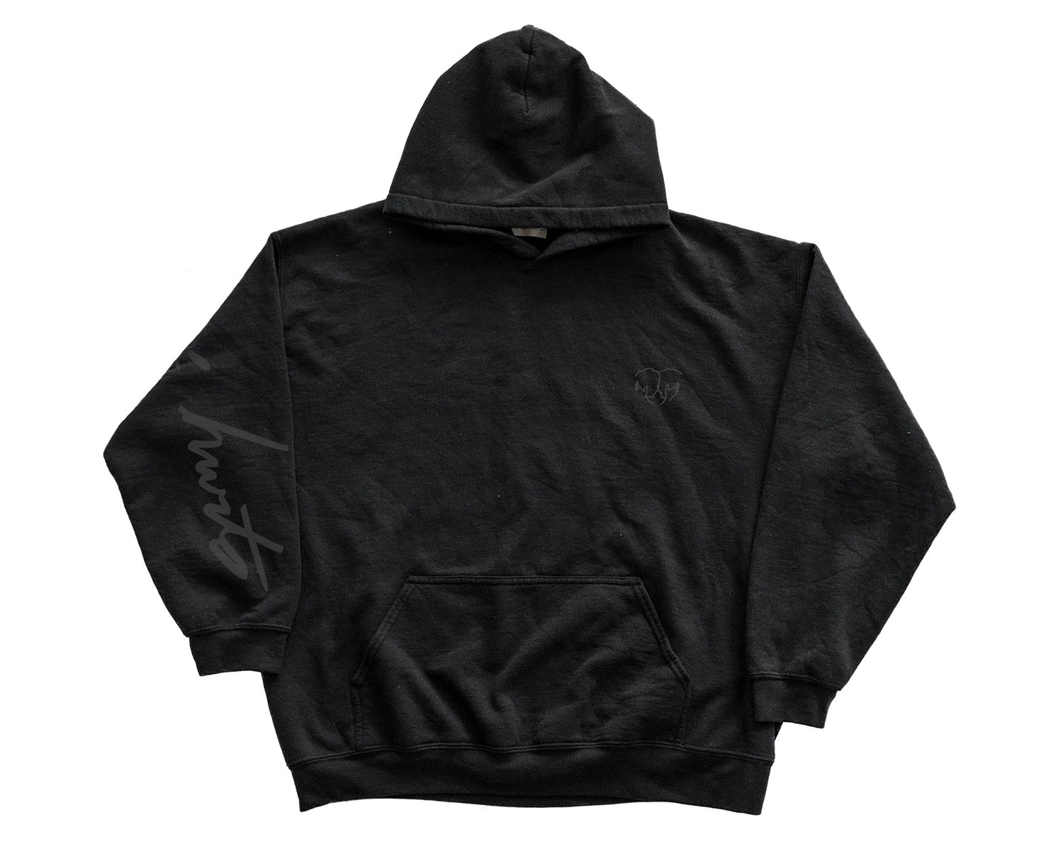 LOVE HURTS HOODED SWEATSHIRT BLACK ON BLACK