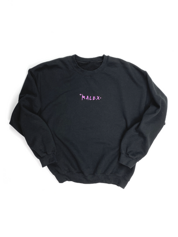 MALEX EMBROIDERED BLACK CREWNECK SWEATSHIRT