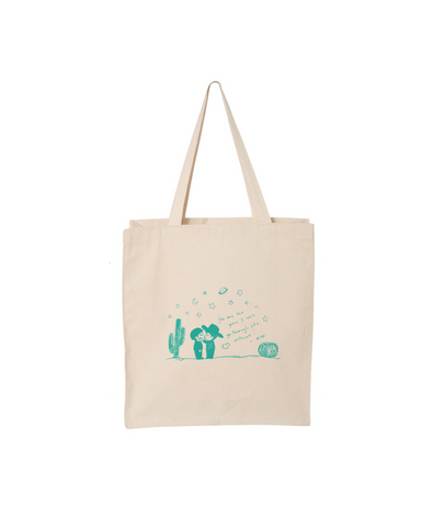 CACTI CAPER TOTE SAND TEAL PRINT