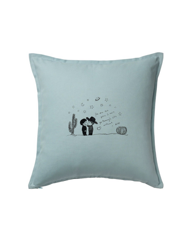 CACTI CAPER PILLOW CASE DUSTY BLUE