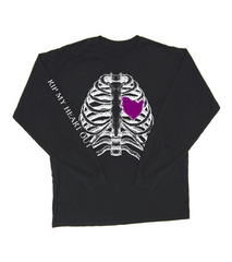 RIP MY HEART OUT GLOW IN THE DARK LONG SLEEVE TEE BLACK