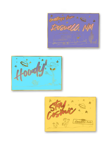 LIMITED POSTCARD PIN PACK (3)