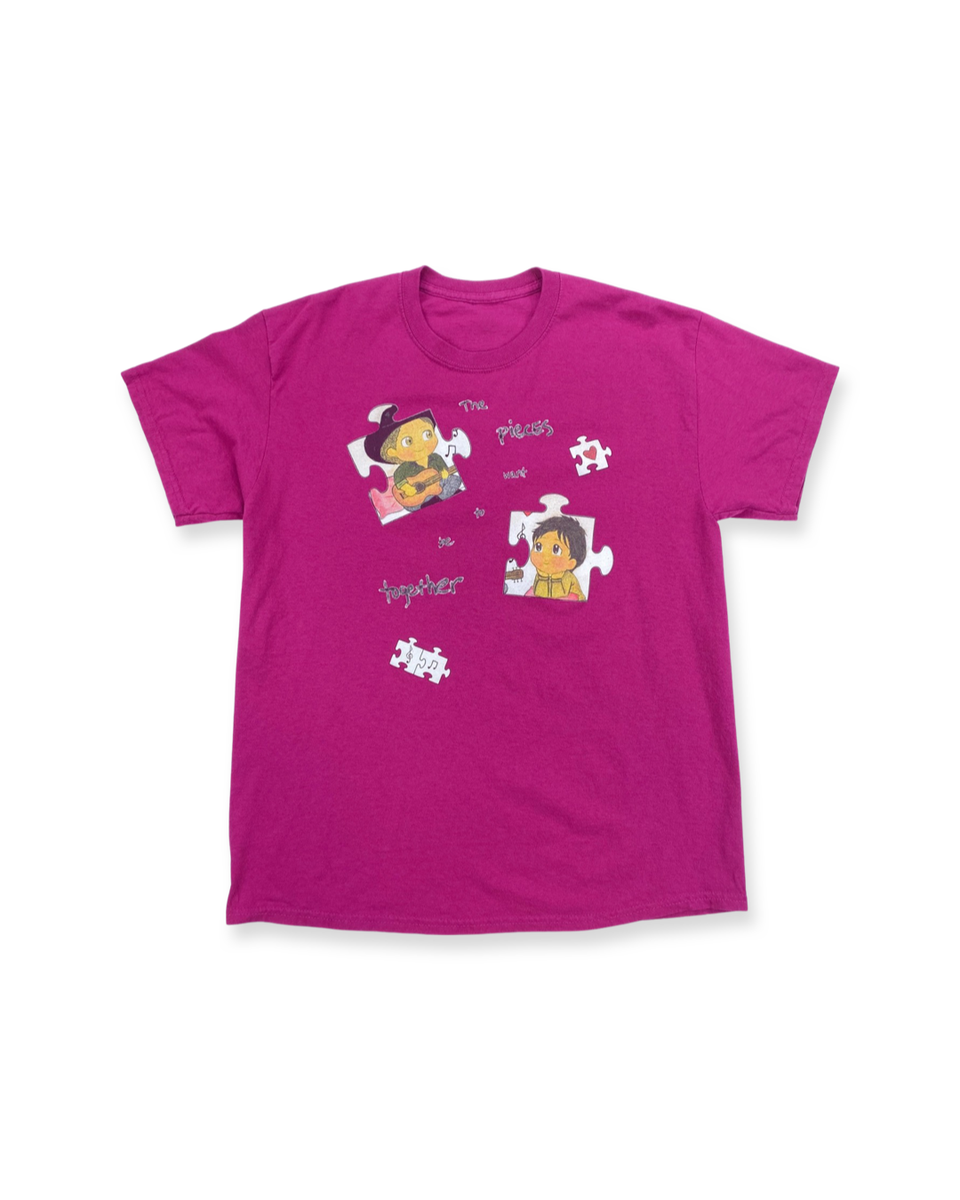PIECES WANT TO BE TOGETHER SS TEE FUCHSIA
