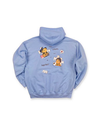 PIECES WANT TO BE TOGETHER HOODIE LIGHT BLUE
