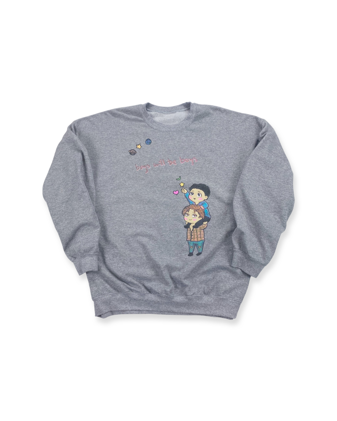 BOYS WILL BE BOYS CREWNECK HEATHER GREY