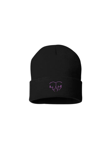 MALEX HEART BLACK BEANIE