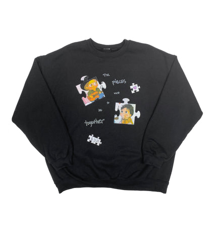 THE PIECES WANT TO BE TOGETHER CREW NECK SWEATSHIRT BLACK