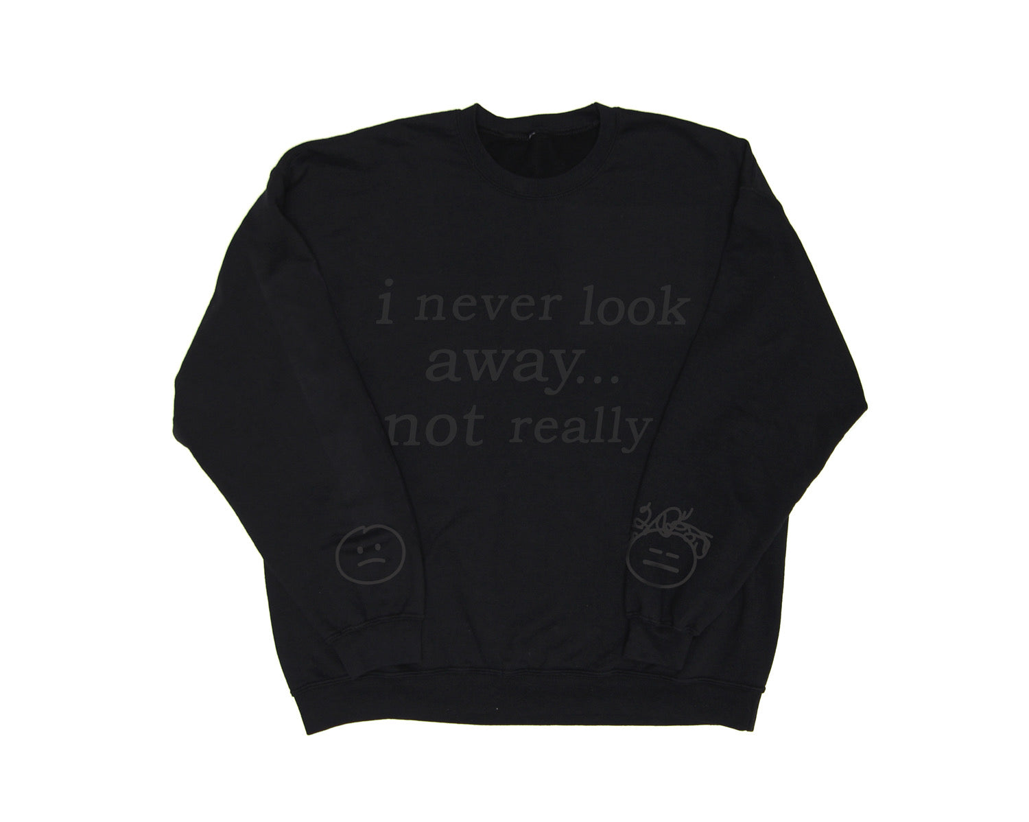 NOT REALLY CREWNECK SWEATSHIRT BLACK ON BLACK