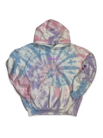 COSMIC EMBROIDERED TIE DYE HOODED SWEATSHIRT