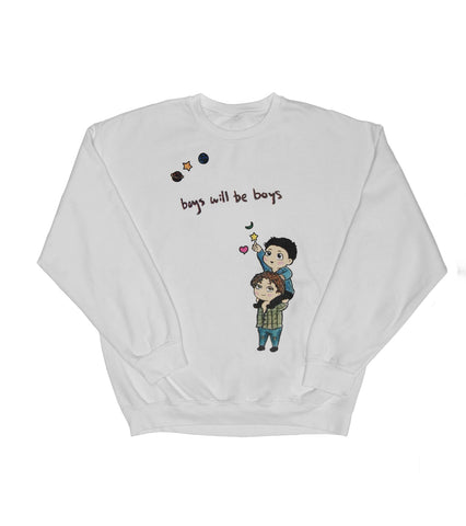 BOYS WILL BE BOYS CREWNECK SWEATSHIRT WHITE