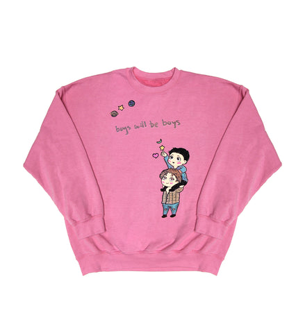 BOYS WILL BE BOYS CREWNECK SWEATSHIRT PINK