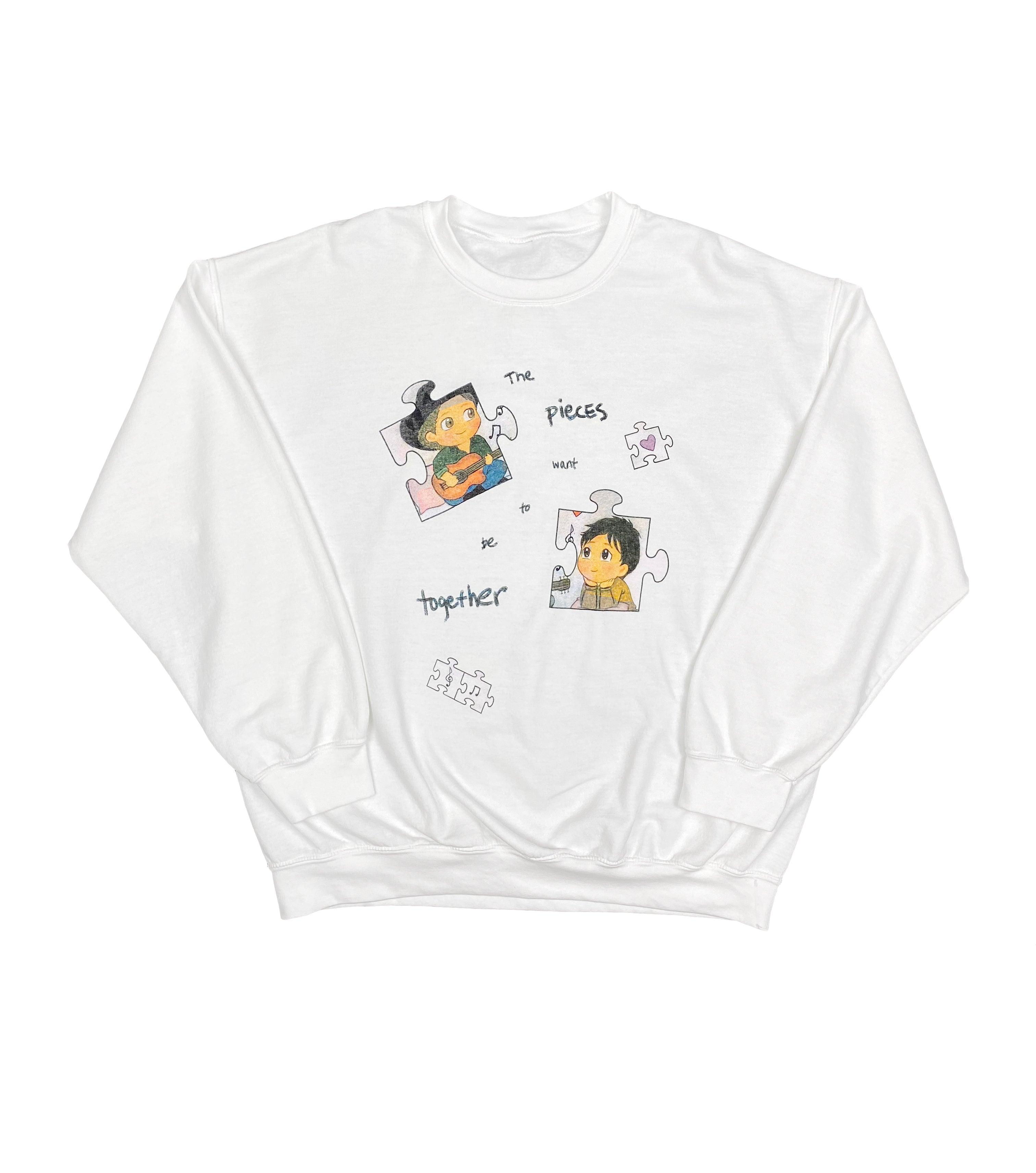 THE PIECES WANT TO BE TOGETHER CREW NECK SWEATSHIRT WHITE